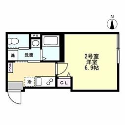 ベイルームハイム大和中央A 1Kの間取図画像