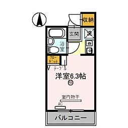 シャローム2 ワンルームの間取図画像