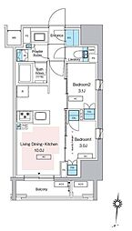 プレディアコート錦糸町スカイビュー 12階2LDKの間取り