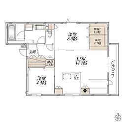 gluck haus 2LDKの間取図画像