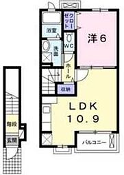 ベルヴィー1 1LDKの間取図画像