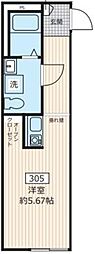 センターテラス ワンルームの間取図画像