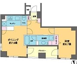 カスタリア新富町3 1DKの間取図画像