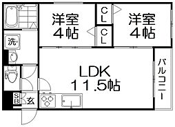 TIO ALBA 2LDKの間取図画像