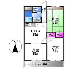 ヒューマンスペースハテンコウ 3LDKの間取図画像