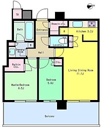 パークシティ中央湊ザ・タワー 18階2LDKの間取り