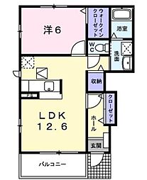 ベルハーモニー 1LDKの間取図画像