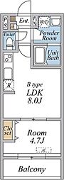 リブリ・西国立 1LDKの間取図画像