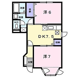 ベル・弐番館 2DKの間取図画像