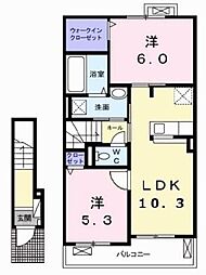 ミリューヴィラージュドゥ 2LDKの間取図画像