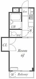 メゾン田中 1Kの間取図画像