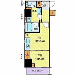 クレイシア秋葉原ラグゼスウィート 1DKの間取図画像