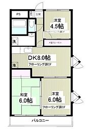 パレ東浦和 3DKの間取図画像
