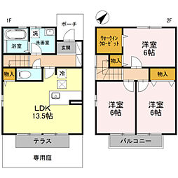 ロッシェコートC 3LDKの間取図画像