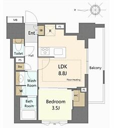 SUNWOODFLATS神田神保町 1LDKの間取図画像