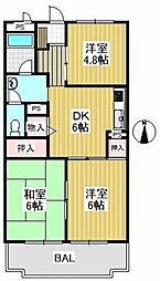 サンハイツ橋本NO2 3DKの間取図画像