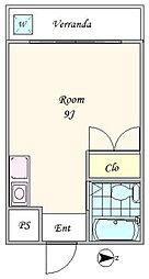 シャレードマルシン ワンルームの間取図画像