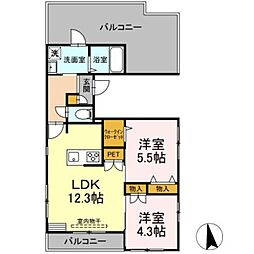 PaulMaison 2LDKの間取図画像