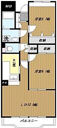 ピュアフィールド新横浜 2LDKの間取図画像