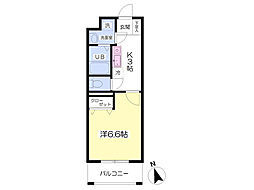 グランピュア・カミヤ 1Kの間取図画像
