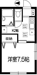SouthernCourt1 1Kの間取図画像