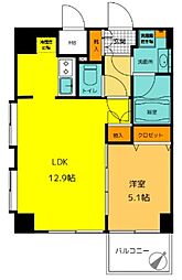 ダイナシティ文京根津 6階1LDKの間取り