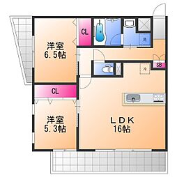 グランドレジデンス泉佐野駅前 2LDKの間取図画像