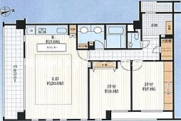 ウェリス麻布狸穴 5階2LDKの間取り