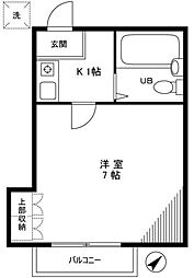 ソネット2172 2階1Kの間取り