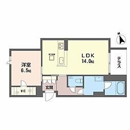 ルチード 三国ヶ丘 1LDKの間取図画像