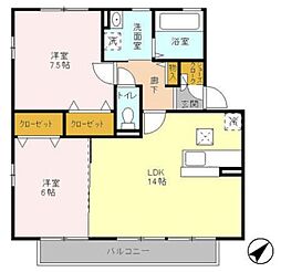 リビングタウン北越谷A 2LDKの間取図画像