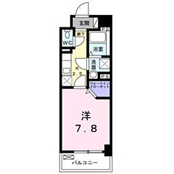 エバーハイム畝傍 1Kの間取図画像