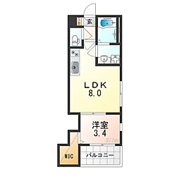 バルダ花園 1LDKの間取図画像
