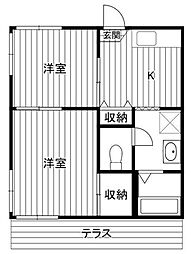 コーポ三春台 2Kの間取図画像