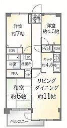 新百合ヶ丘ベルハイム 3LDKの間取図画像