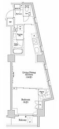 ザ・パークハビオSOHO市谷左内町 1LDKの間取図画像
