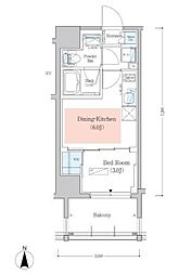 Urbanex深川木場 1DKの間取図画像