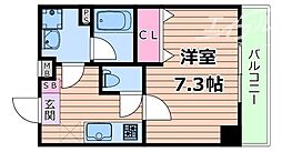 阪急千里線 千里山駅 徒歩4分の賃貸マンション 2階1Kの間取り