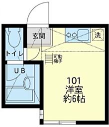 ユナイト保土ヶ谷フィリップの丘 ワンルームの間取図画像