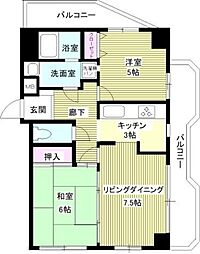 パームス鷺宮 2LDKの間取図画像
