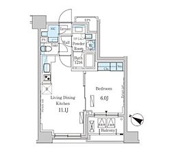 パークアクシス日本橋浜町レジデンス 1LDKの間取図画像