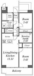 PARKSQUARE竹ノ塚 2SLDKの間取図画像