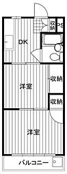クリーネスコーポ 2DKの間取図画像