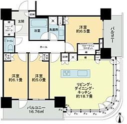 パークシティ中野ザタワーブリーズ 3LDKの間取図画像