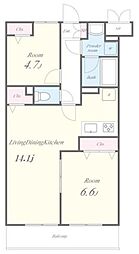 グリシーヌ 2LDKの間取図画像
