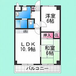 サンライズ三国ヶ丘 2LDKの間取図画像