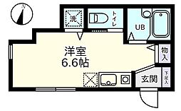 アーベインテラス目黒本町3 ワンルームの間取図画像