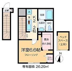 リバティリュクス小岩 1Kの間取図画像