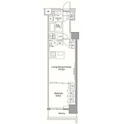 ザ・パークハビオ目黒桜邸 1LDKの間取図画像