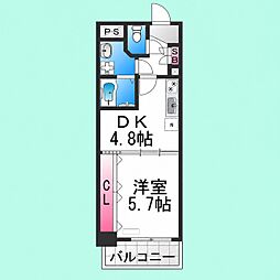 宿院西TKハイツ2号館 1DKの間取図画像